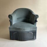 Blue velvet frog armchairs