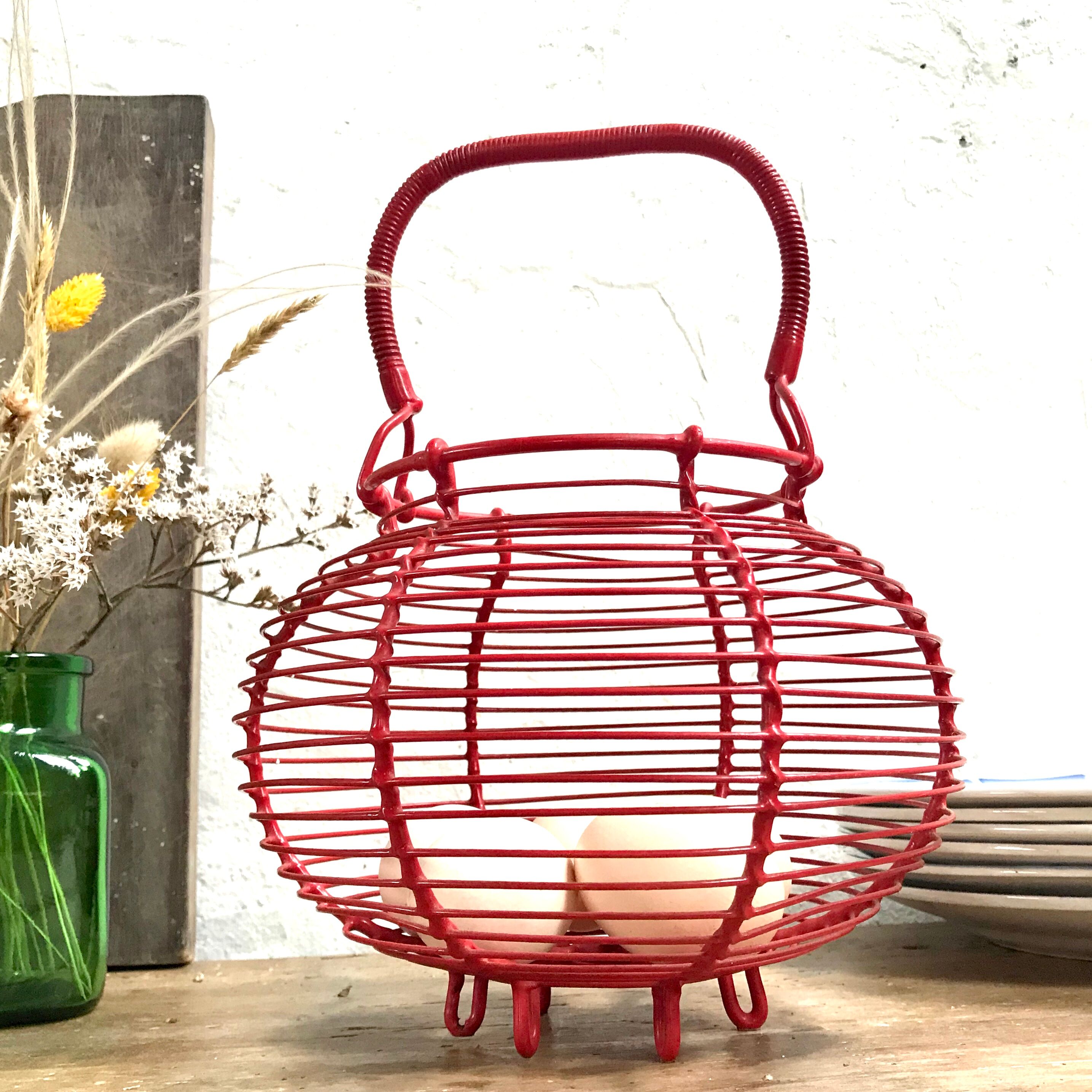 Red vintage egg basket