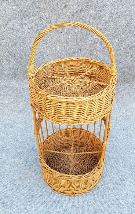 Porte bouteilles en rotin vintage