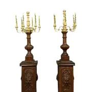 Pair of very large torchères – Terracotta and gilded wood