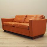 Orange leather sofa, Danish design, 1970s, production: Denmark