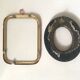 Set of wooden and brass frames with windows