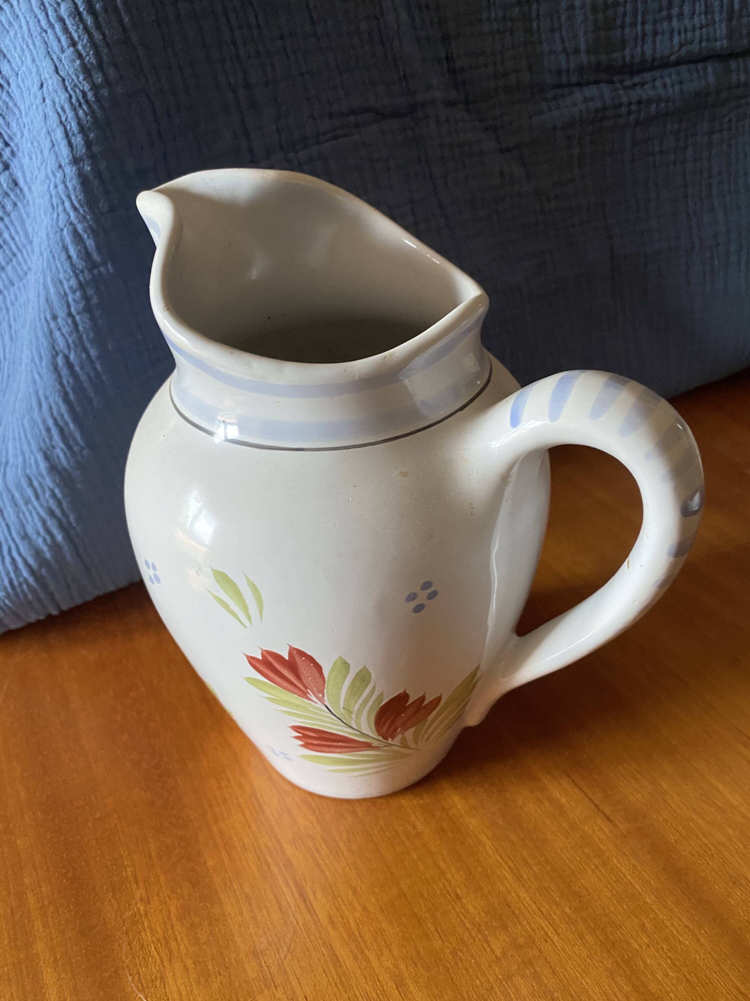 Authentic Quimper Earthenware Jug - HB-Henriot - Hand-painted