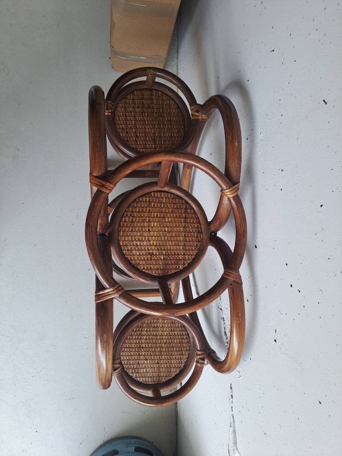 Vintage rattan heart plant holder