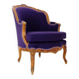 French bergere armchair - New mauve velvet upholstery