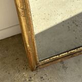 Large gilded mirror 19th century rounded corners mercury glass Louis XVI style