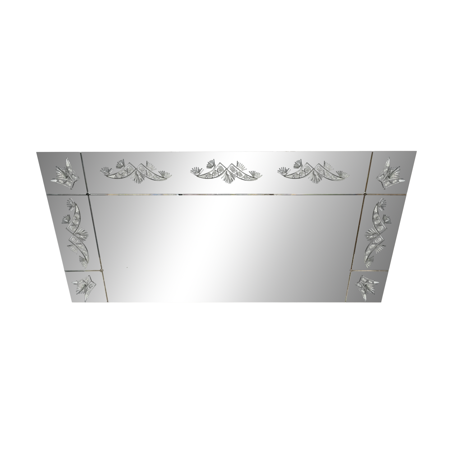Art Deco style Venetian mirror in chiseled and engraved glass circa 1940