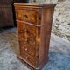 French antique bedside table in oak with walnut burl veneer, circa 1900.