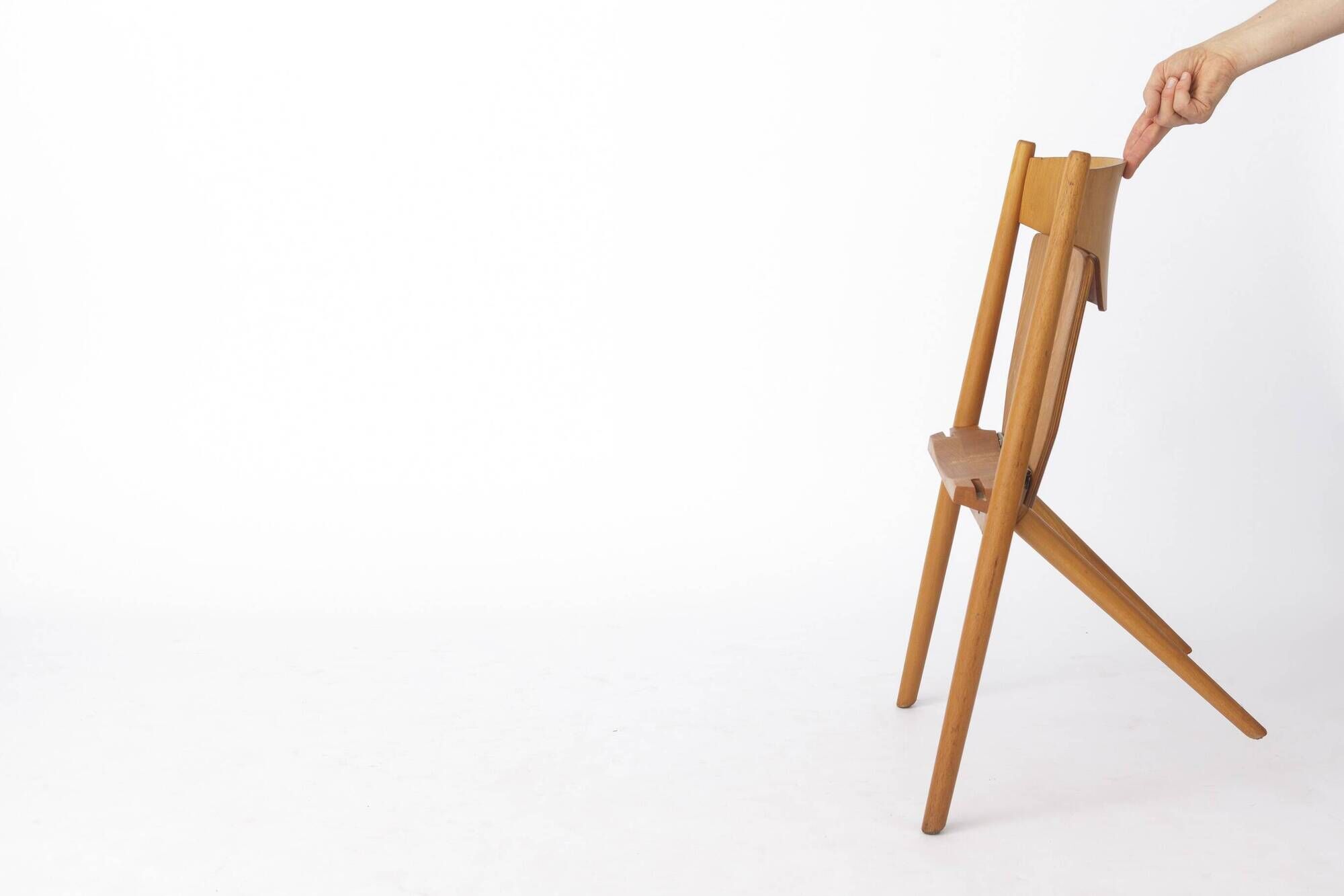 Vintage Hiller Folding Chair | German Beech Wood Chair | 1970s