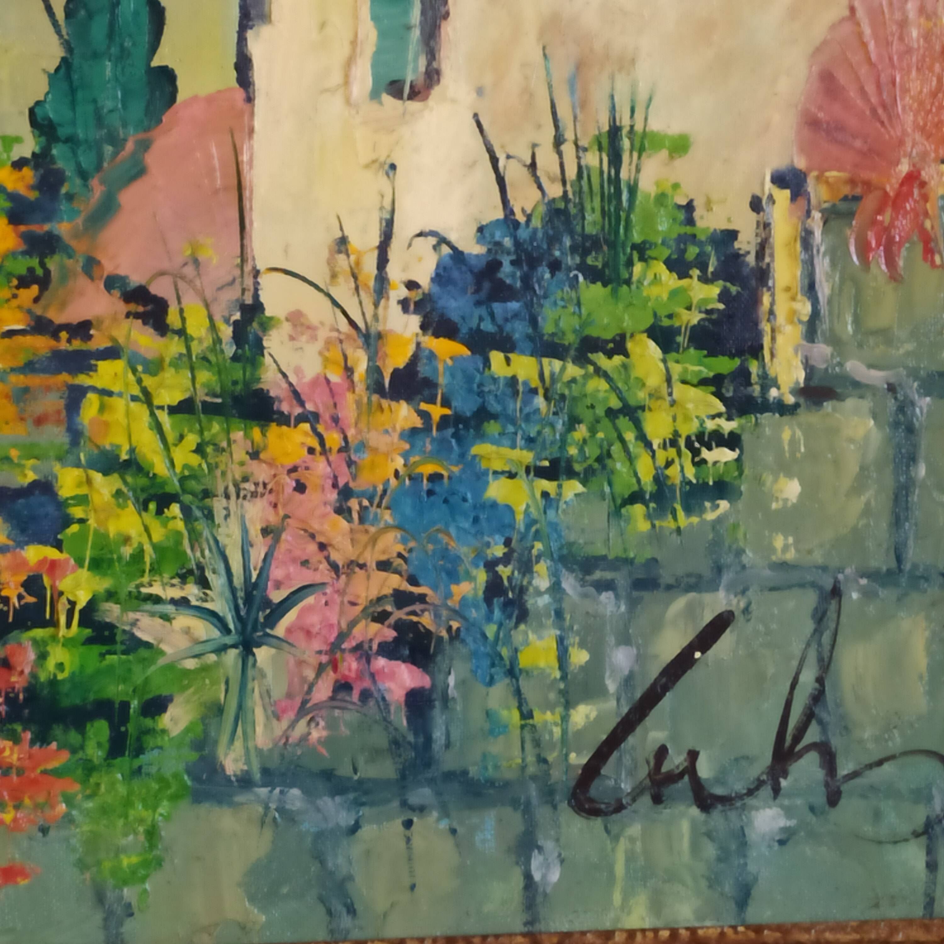 huile sur toile 1950 signée Lutz paysage côtier