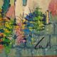 huile sur toile 1950 signée Lutz paysage côtier