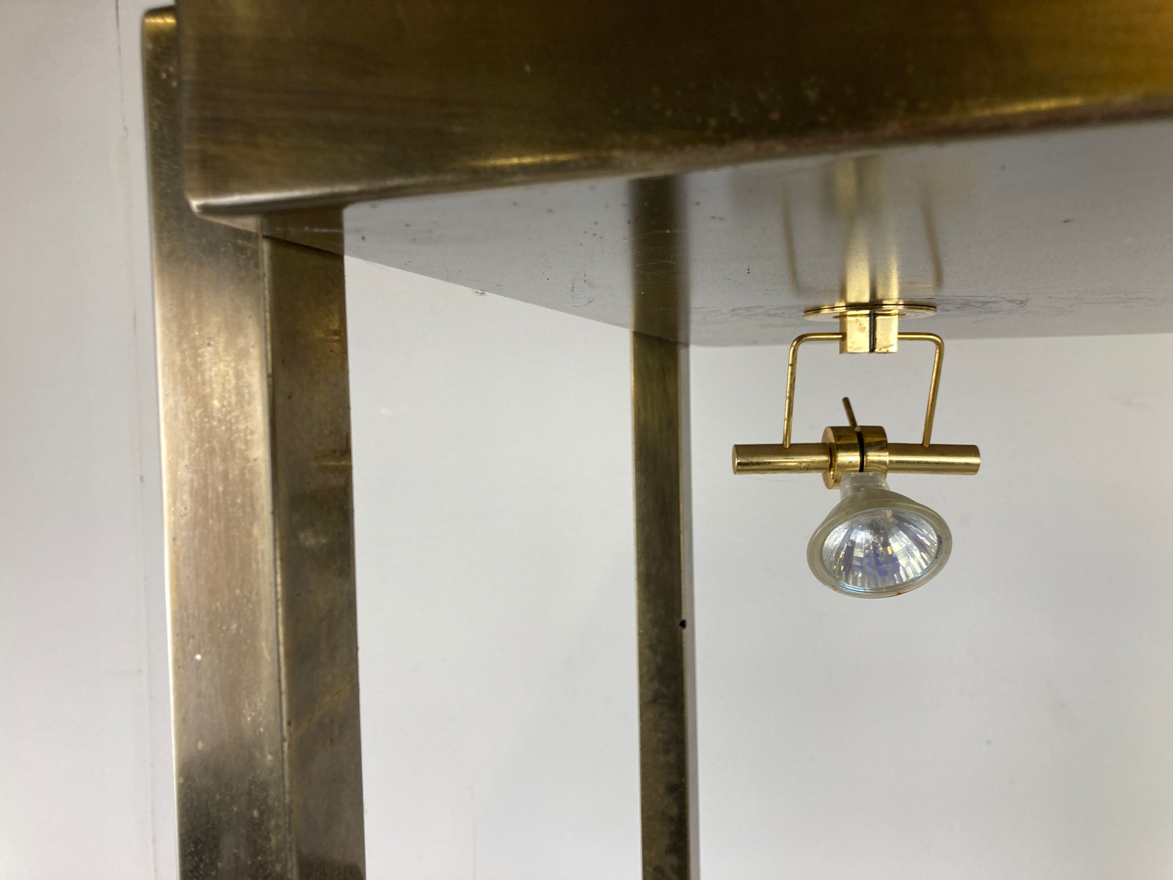 Brass illuminated wall unit by Belgochrom, 1970s