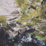 Zao wou-ki: abstract mountain landscape - original lithograph