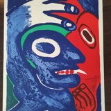 Blue and red monsters, hand-signed numbered lithograph, Bengt Lindström