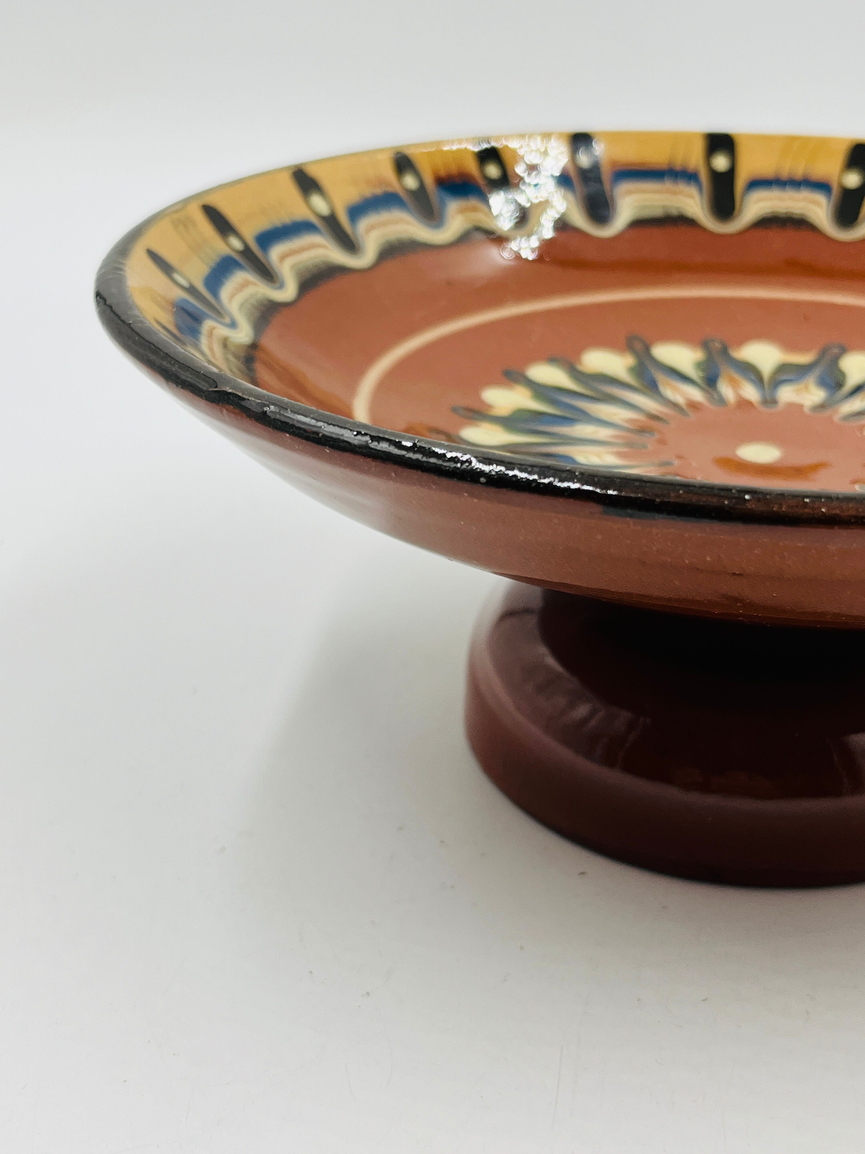 Ceramic footed bowl from Troyan, Bulgaria.