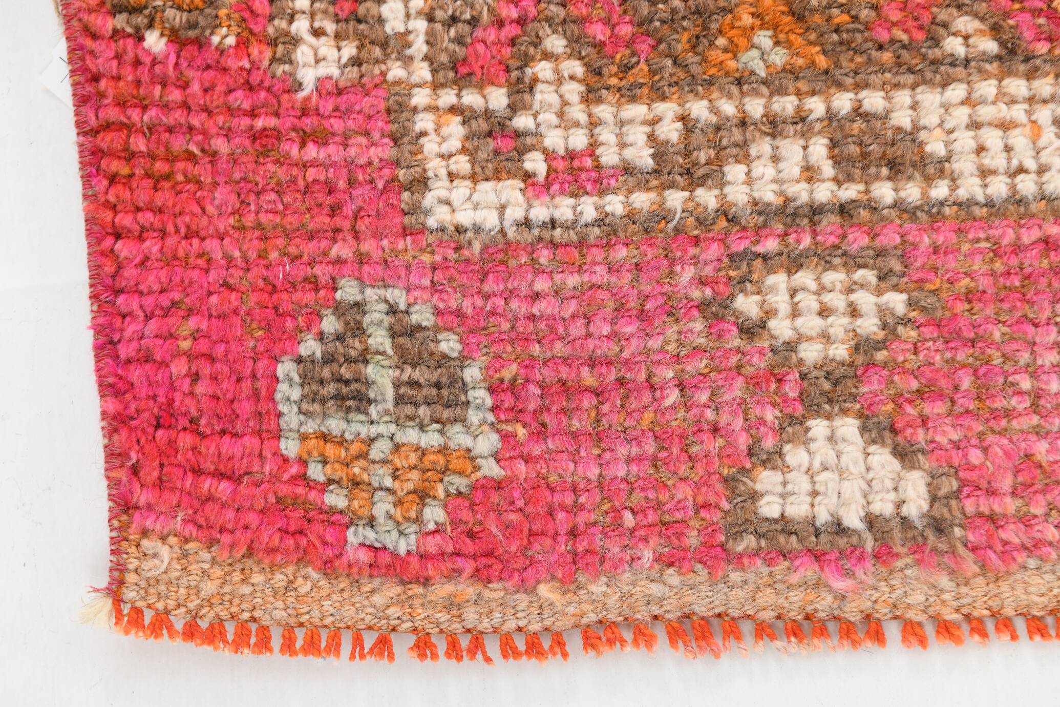 Red & Brown Geometric Vintage Runner Rug, 93x290Cm