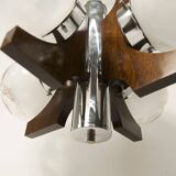 Mazzega Murano chandelier with 4 balls and teak, 1960