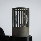 Pair of black metal wall lamps with yellow shades and inner diffuser