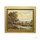 19th-century Biedermeier landscape painting with a lake and trees.