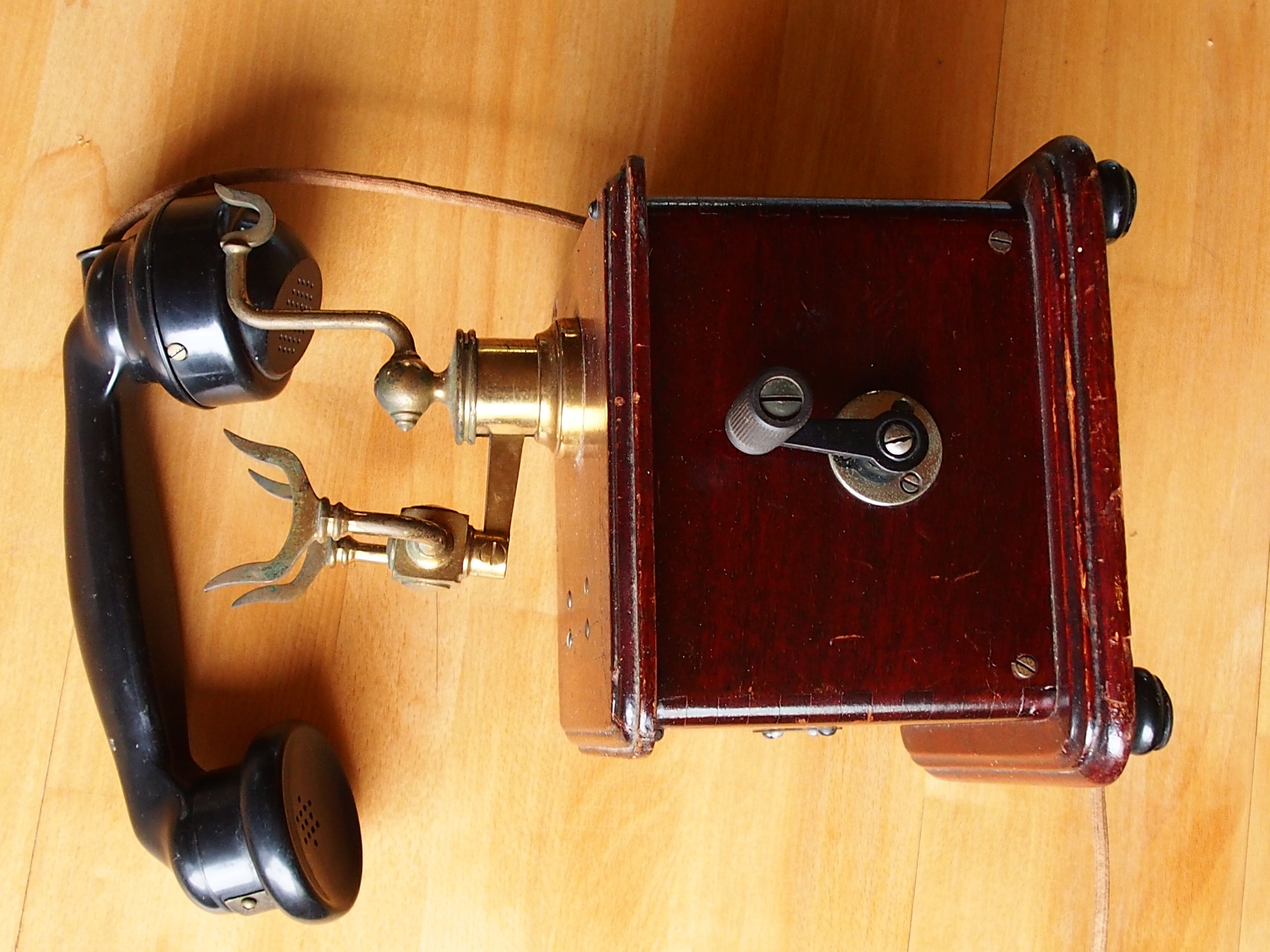 Ericsson antique telephone in wood and bakelite