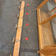 school coat rack / changing room with 10 red ball hooks