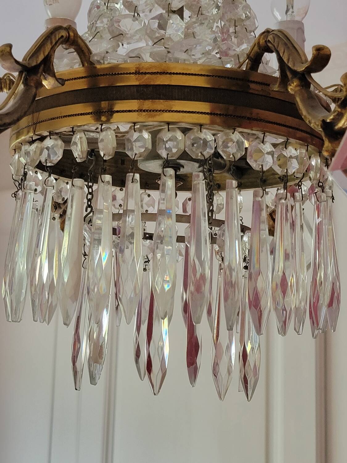 6-light hot air balloon chandelier with crystal pendants, late 19th century