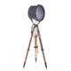 Old industrial spot on wooden tripod | vintage spot on 3 leg | tripod floor lamp