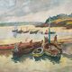 Original Gouache painting "Marin au port" signed G. Peyrondet around 1950