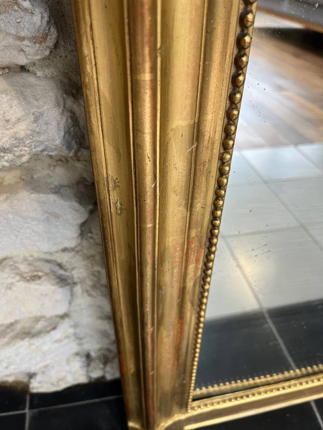 Antique Louis Philippe mirror gilded with gold leaf 146.5cm/98.5cm