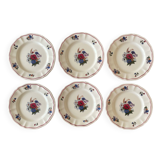 6 antique dessert plates in Sarreguemines earthenware