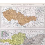 Old map of Austria, Czechoslovakia, Hungary 43x43cm from 1950