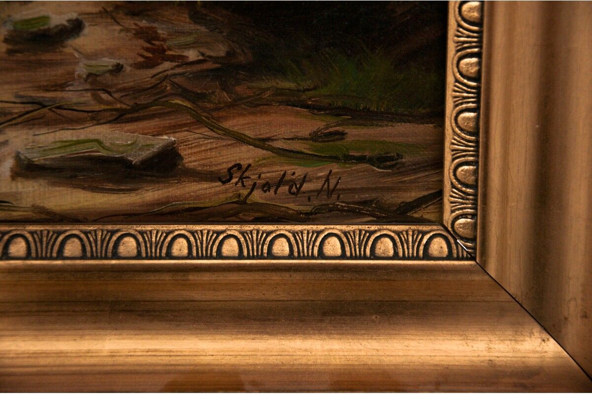 Painting "River flowing through the forest"