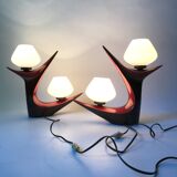 2 lamps 1950 ceramic opaline
