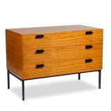 Chest of drawers in varnished blond cherry wood. 1960s.