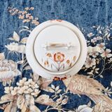 Large sugar bowl or pot in Limoges porcelain Limited Edition of oriental inspiration and hand painted