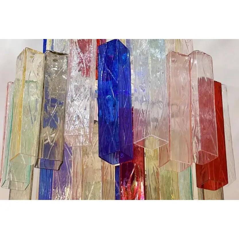Monumental Contemporary Multicolour “Square Bark” Murano Glass Italian Chandelier