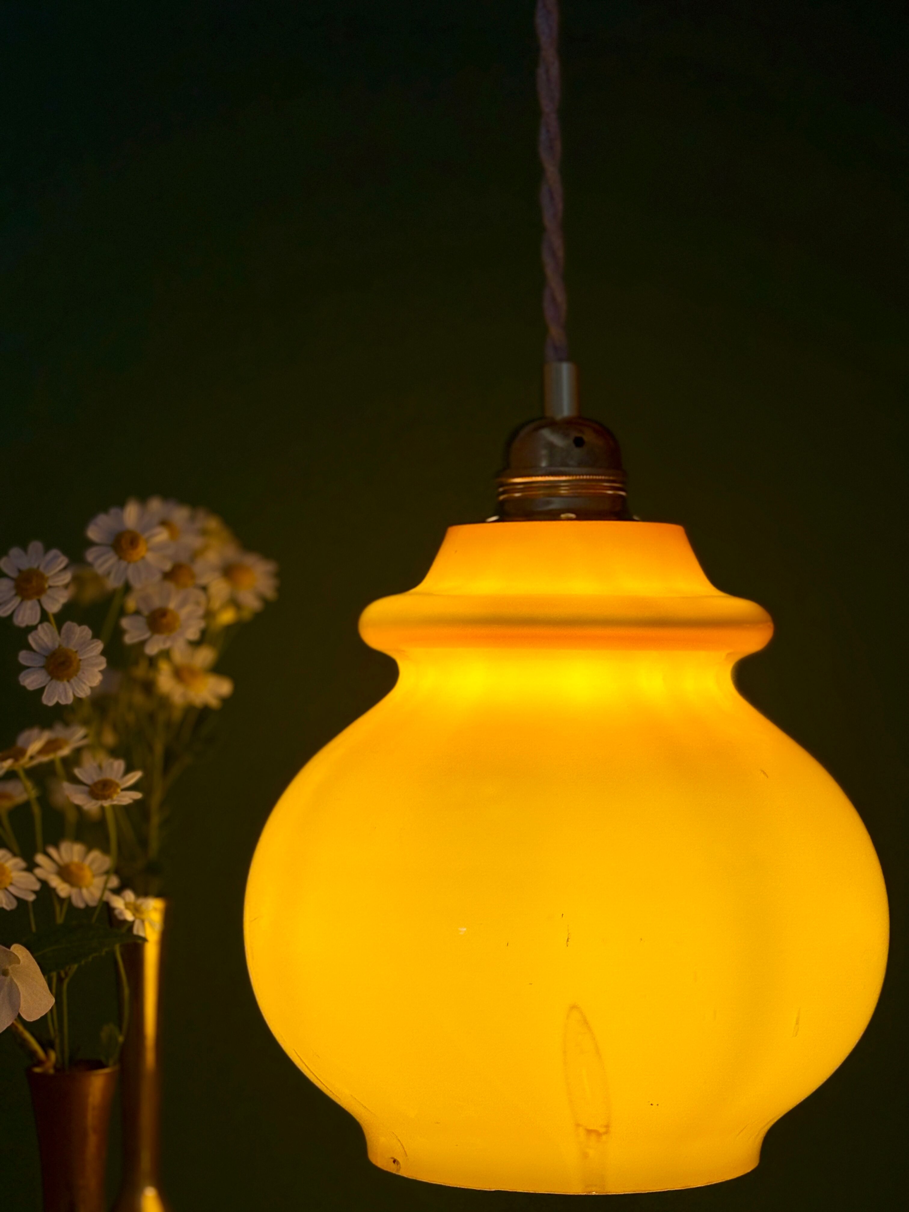 Vintage orange opaline suspension globe
