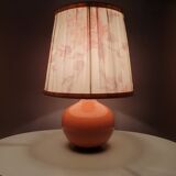 Ceramic lamp with pleated fabric lampshade, 80s