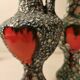 Rare paire de vases anciens barbotine de vallauris style fat lava terre de lave. tons vert turquoise