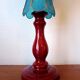 Lampe en céramique et nacre bleue vintage