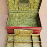 Old trunk - travel vanity case in metal and brass