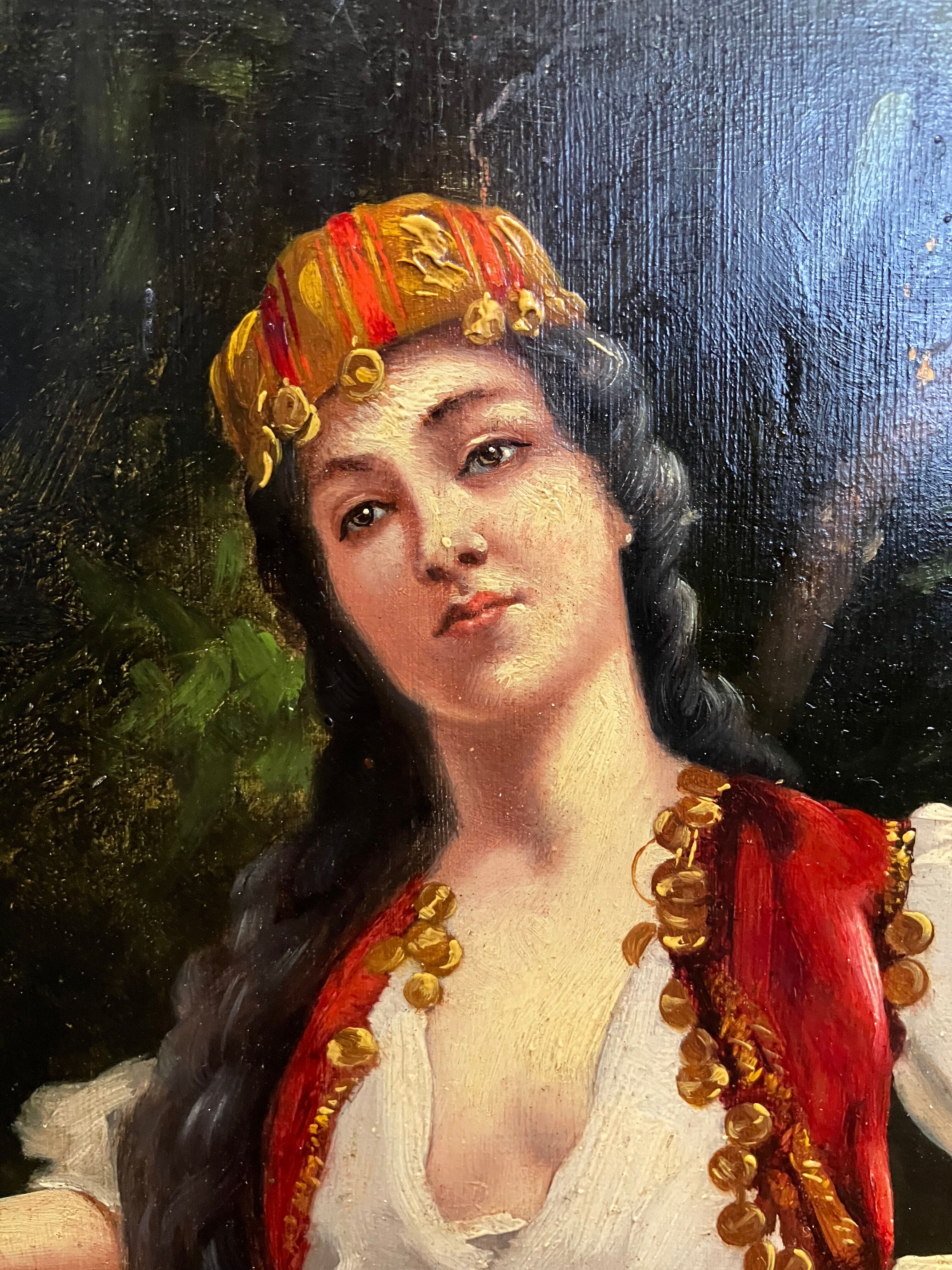 Orientalist painting the lemon merchant oil on panel nineteenth