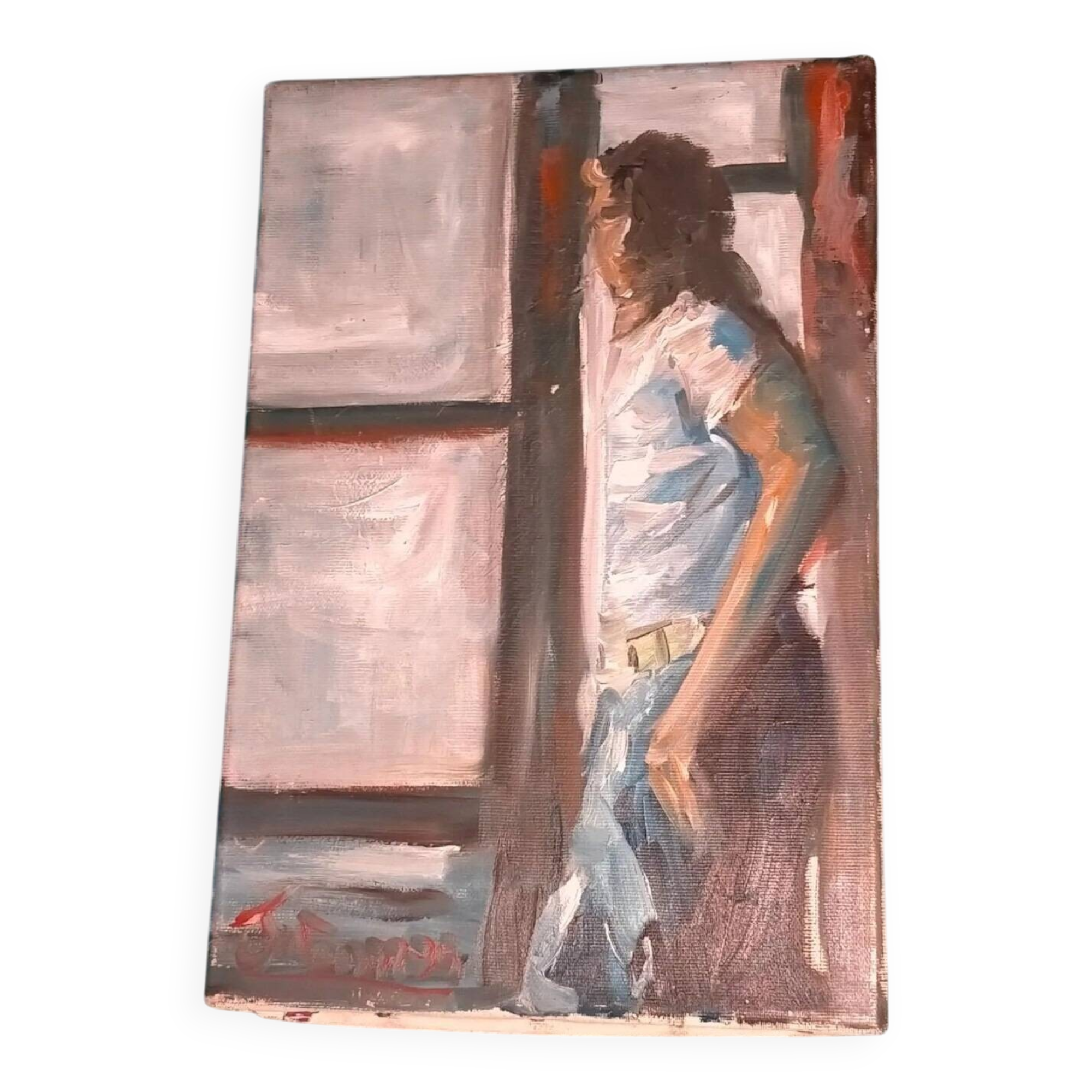 20th Century Vintage Impressionist Oil Painting Portrait of a Woman