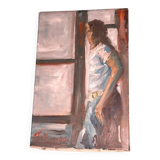 20th Century Vintage Impressionist Oil Painting Portrait of a Woman