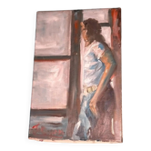 Peinture à l'huile impressionniste, portrait d'une femme, XXe siècle