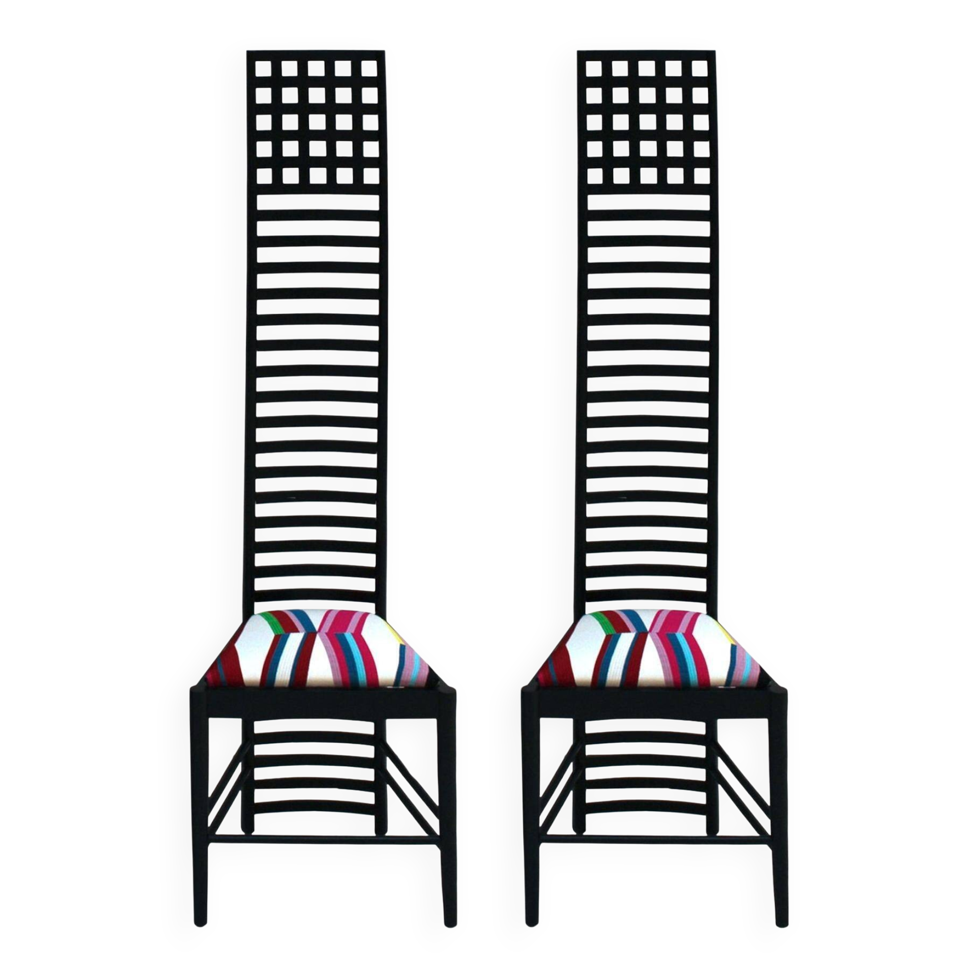 Mid-Century Modern Mackintosh "292 Hill House 1" Italian Pair of Ashwood Chairs