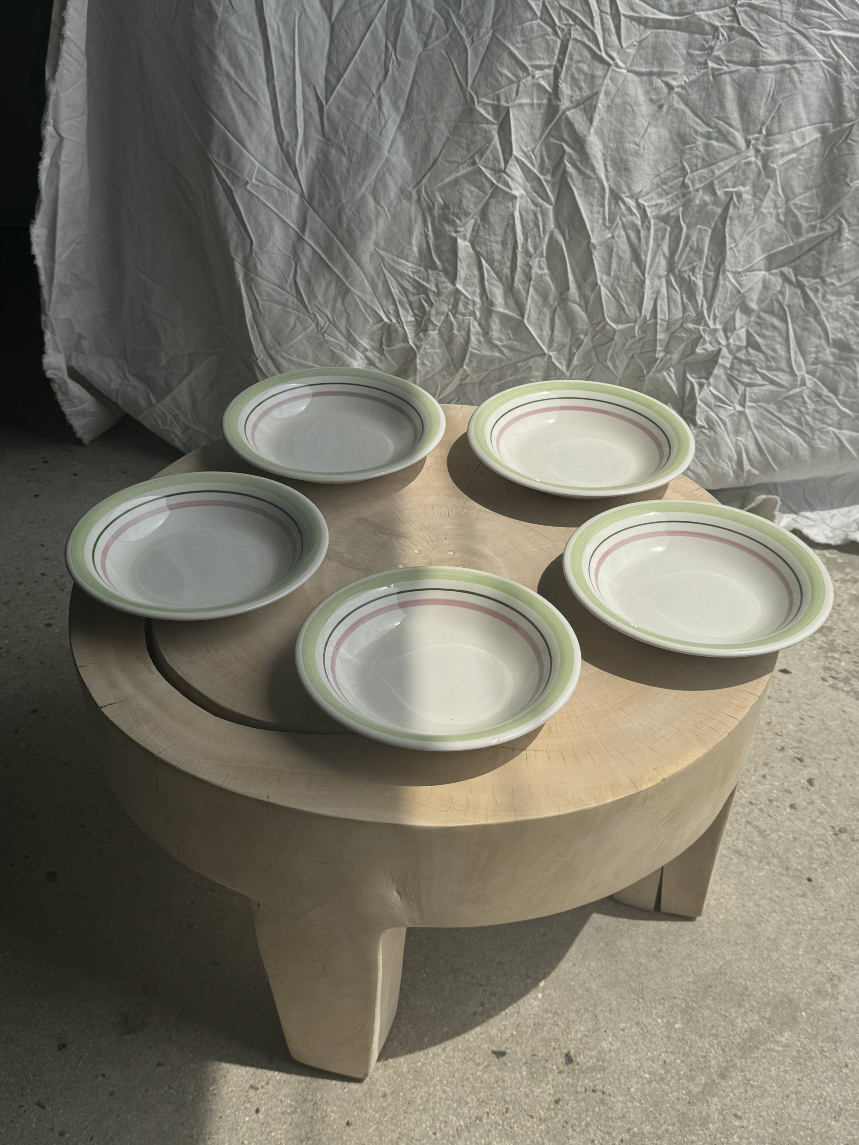 Set of 12 green and pink Italian plates