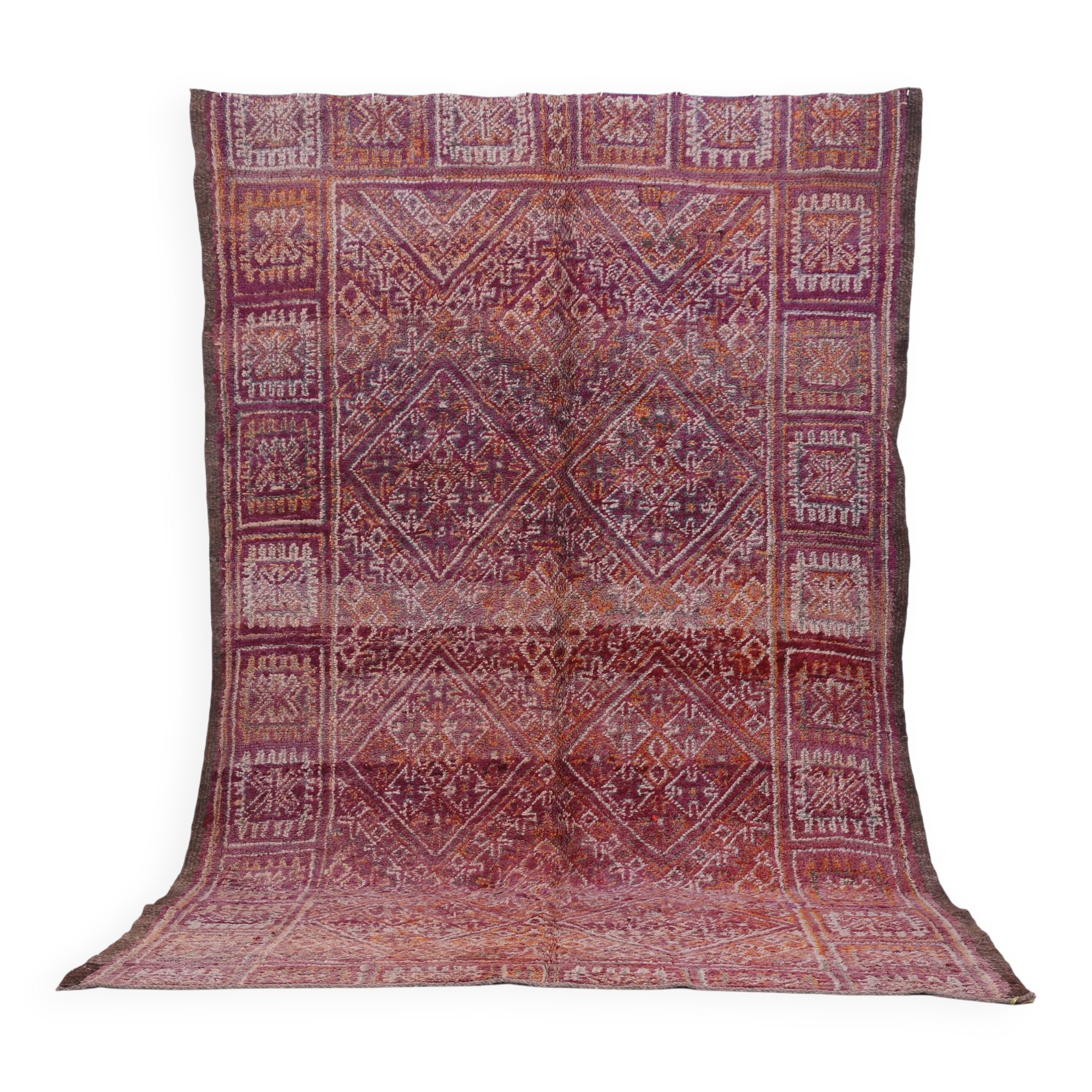 Purple Vintage Moroccan Rug 187 x 296 cm, Berber Handmade Wool Rug Bohemian