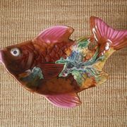 Colorful ceramic fish handcrafted pottery handmade retro kitch hand painted