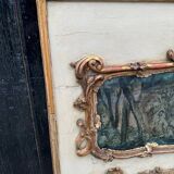 Fireplace Mirror Or Trumeau, Oil On Canvas And Gilded Wood, 18th Century